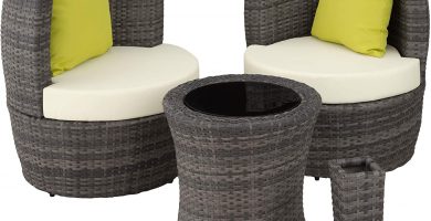 Conjunto de Muebles de Jardín de Poly Ratán y Aluminio,