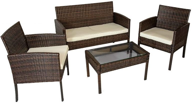 Conjunto de mesa baja, 2 sillas y un sofá dos plazas de jardín