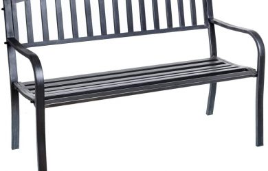 Bancos para jardín y terraza De resina con almacenaje, madera y hierro