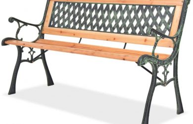 Bancos para jardín y terraza De resina con almacenaje, madera y hierro