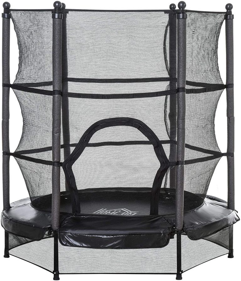 Cama Elástica Infantil Trampolín para Niños con Red Protectora Puerta con Cremallera