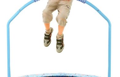 Mini Trampolín para Niños, Pasamanos Ajustable y Cubierta Colchada de Seguridad