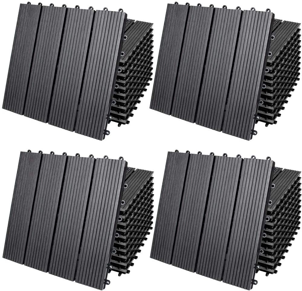 Deuba Set de 44 Baldosas de WPC Clásicas Antracita 30x30m 4m²