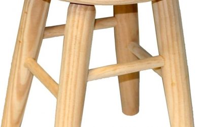 Taburete de madera natural 33 x 22 x 22 cm