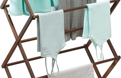 Tendedero de ropa plegable de bambú
