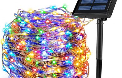 Guirnalda de luces solares de colores para exteriores